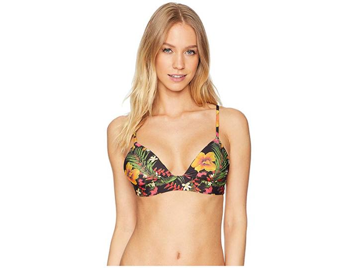 Hurley Quick Dry Floral Bra Surf Top (black) Women's Swimwear
