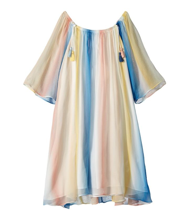 Chloe Kids Mini Me Couture Dress Rainbow Striped (little Kids/big Kids) (bleu Rose) Girl's Dress