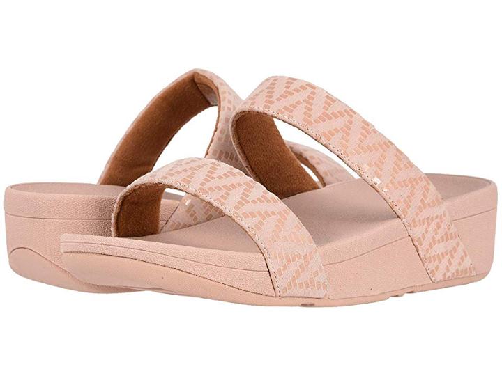 Fitflop Lottie Chevron Slide (oyster Pink) Women's  Shoes