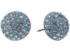 Nina Small Pave Button Earrings (black Rhodium/aquamarine Swarovski) Earring