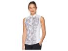 Callaway Sleeveless Dotted Blossom Print Polo (bright White) Women's Sleeveless