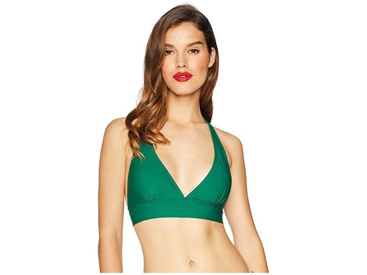 Unique Vintage Lulu Halter Swim Top (emerald Green) Women's Swimwear