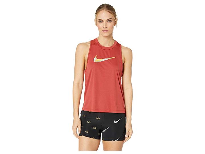Nike Miler Tank Top Metallic (dune Red) Women's Clothing