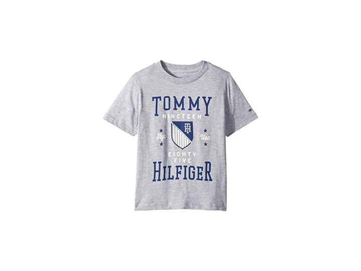 Tommy Hilfiger Kids Tommy Crest Crew Neck Tee (toddler/little Kids) (grey Heather) Boy's T Shirt