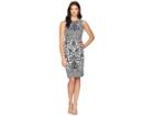 Calvin Klein Printed Sheath Dress Cd8c71jt (black/cream) Women's Dress