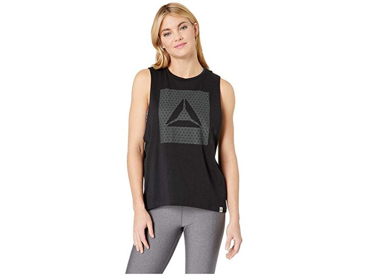 Reebok Gs Shine Delta Muscle Tank (black) Women's Clothing