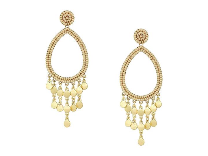 Rebecca Minkoff Riley Beaded Drop Earrings (neutral/gold) Earring