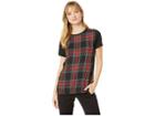 Lauren Ralph Lauren Plaid-panel T-shirt (polo Black) Women's T Shirt