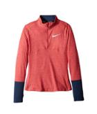 Nike Kids Dry Element 1/2 Zip Running Top (little Kids/big Kids) (sea Coral/navy/tropical Pink) Girl's Clothing