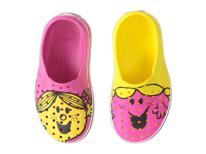 Native Kids Shoes Little Miss Chatterbox Sunshine Miles Print (toddler/little Kid) (pink/yellow) Girls Shoes