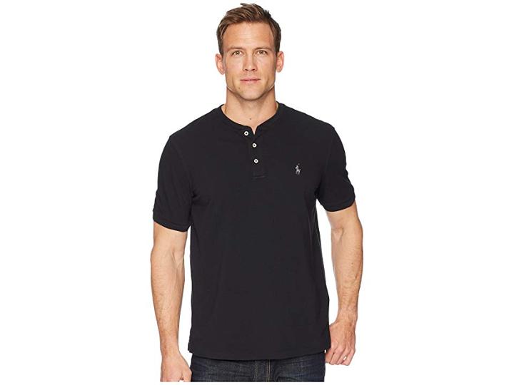 Polo Ralph Lauren Featherweight Mesh Short Sleeve Knit Henley (polo Black) Men's Clothing