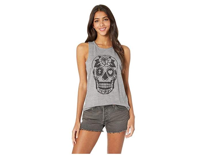 Chaser Tri-blend Shirttail Tank (streaky Grey) Women's Clothing