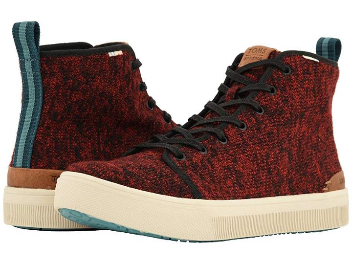 Toms Trvl Lite High (red Melange Knit) Men's Lace Up Casual Shoes