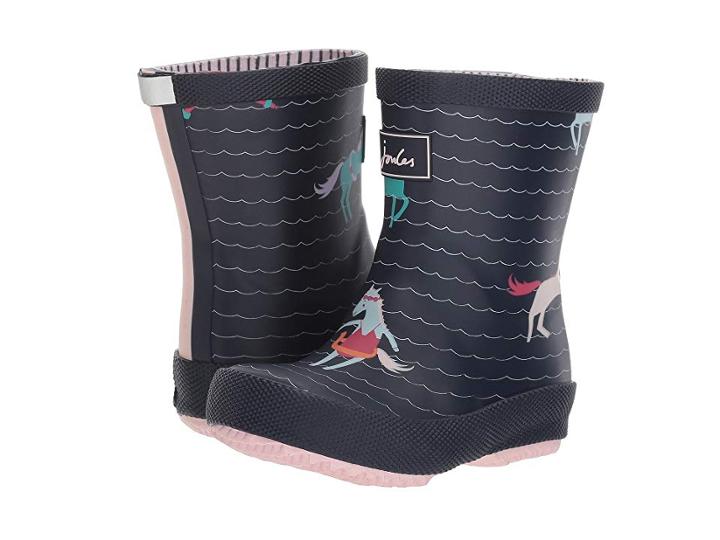 Joules Kids Printed Welly Baby Rain Boot (toddler) (french Navy Sea Pony) Girls Shoes