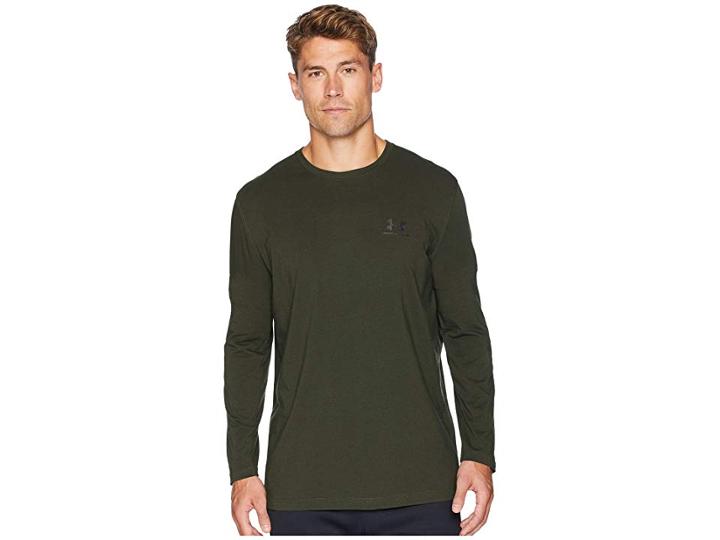 Under Armour Long Sleeve Left Chest (artillery Green/black) Men's Clothing