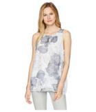 Vince Camuto Sleeveless Etched Island Floral Blouse (ultra White) Women's Blouse