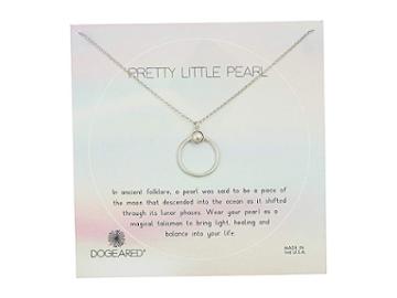Dogeared Pretty Little Pearls, Ring With Bezeled Pearl Necklace (sterling Silver) Necklace