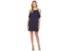 Maggy London 30s Crepe Cold Shoulder Shift Dress (navy) Women's Dress