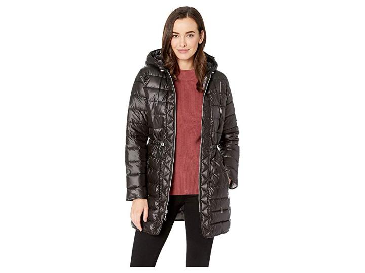 Kenneth Cole New York Hooded Packable Anorak W/ Contrasted Color Lining (black) Women's Coat