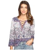 Lucky Brand Lace-up Peasant Top (multi) Women's Clothing