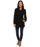 Calvin Klein Double Breasted Belted Wool Trench Coat (black) Women's Coat