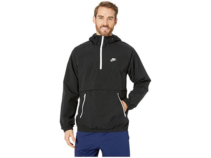 Nike Nsw Hooded Woven Anorak Jacket (black/black/white) Men's Coat