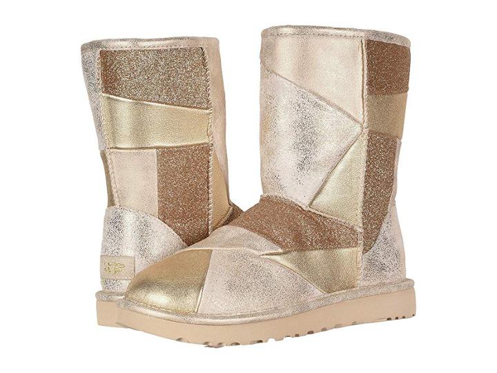 Ugg Classic Glitter Patchwork (gold) Women's Pull-on Boots
