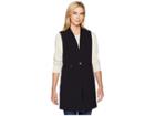 Calvin Klein Lux One-button Vest With Faux Leather (black) Women's Vest