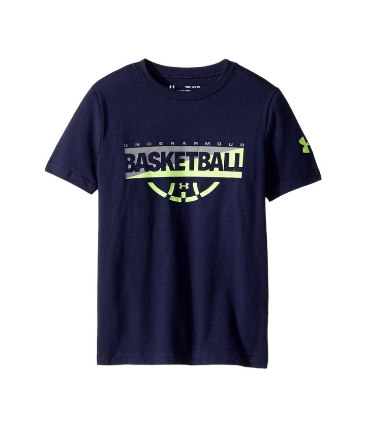 Under Armour Kids Baseline Graphic Short Sleeve Tee (big Kids) (midnight Navy/steel/quirky Lime) Boy's T Shirt