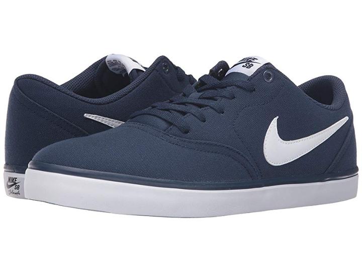 Nike Sb Check Solar Canvas (midnight Navy/white) Men's Skate Shoes