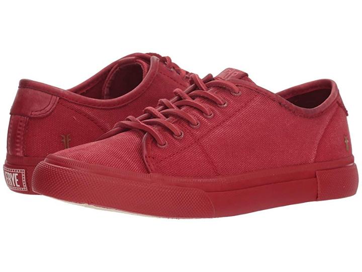 Frye Gia Canvas Low Lace (red Canvas/smooth Full Grain/nubuck) Women's Lace Up Casual Shoes