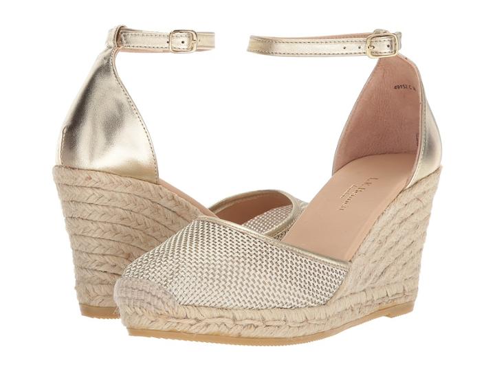L.k. Bennett Halle (soft Gold Metallic Fabric/nappa) Women's Wedge Shoes