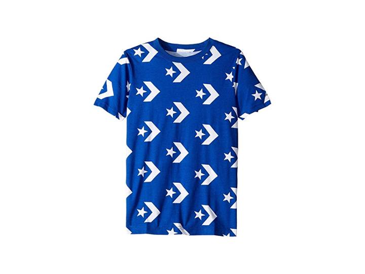 Converse Kids Star Chevron Print Tee (big Kids) (blue) Boy's Clothing