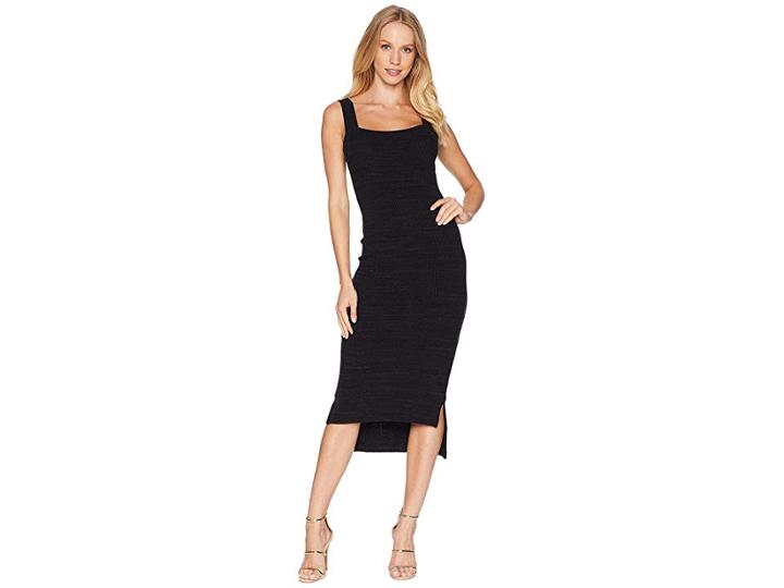Lna Julia Slub Sweater Dress (black Heather) Women's Dress