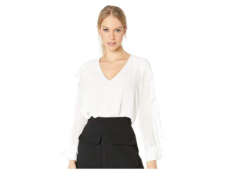 Bcbgmaxazria Gael Long Sleeve Top (off-white) Women's Long Sleeve Pullover