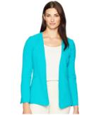 Tahari By Asl Crepe Open Slit Sleeve Jacket (hawaii Blue) Women's Coat