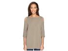 Michael Stars Lycra Jersey 3/4 Sleeve Cold Shoulder Tunic (olive Moss) Women's Long Sleeve Pullover