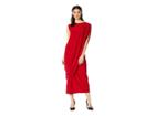Kamalikulture By Norma Kamali Sleeveless Draped Long Dress (red) Women's Dress