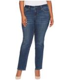Jag Jeans Plus Size Plus Size Adrian Straight Jeans In Crosshatch Denim In Thorne Blue (thorne Blue) Women's Jeans