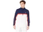 Fila Heritage Tennis 1/4 Zip Windbreaker (white/navy/chinese Red) Men's Clothing