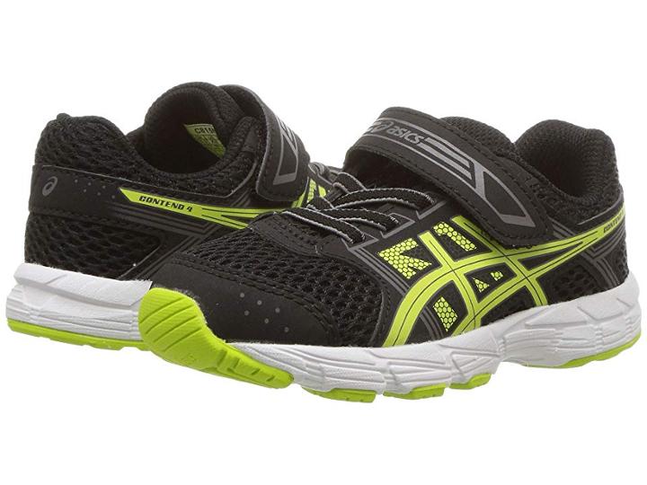 Asics Kids Pre-contend 4 Ts (toddler) (black/neon Lime) Boys Shoes