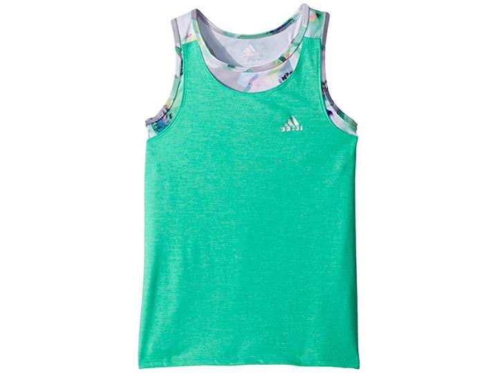 Adidas Kids Melange Twofer Tank Top (big Kids) (bright Green) Girl's Sleeveless