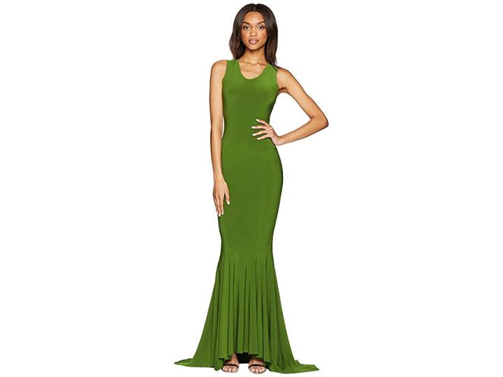 Kamalikulture By Norma Kamali Racer Fishtail Gown (olive) Women's Dress