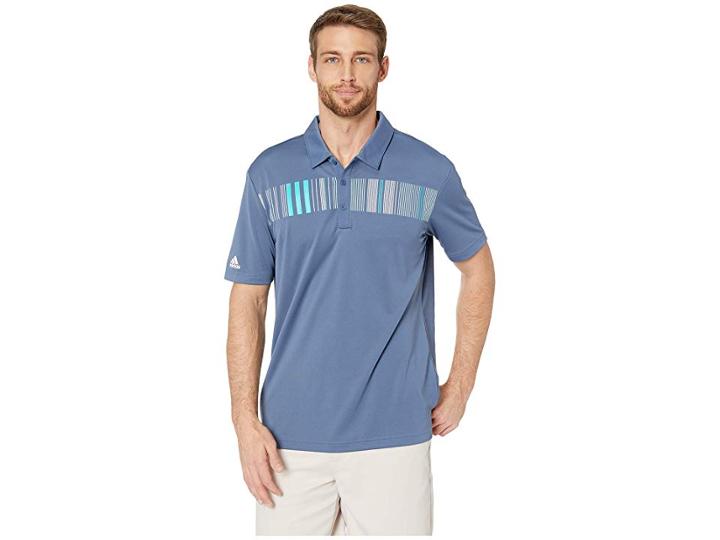 Adidas Golf Chest Stripe Polo (tech Ink) Men's Clothing