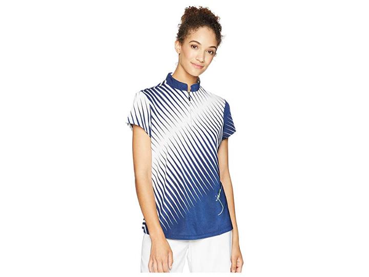 Jamie Sadock Prizm Short Sleeve Top (moonlit Navy) Women's Clothing