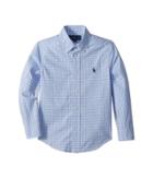 Polo Ralph Lauren Kids Gingham Stretch Cotton Shirt (little Kids/big Kids) (light Blue Multi) Boy's Clothing