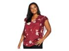 Lauren Ralph Lauren Plus Size Floral-print Ruffled Crepe Top (multi) Women's Clothing