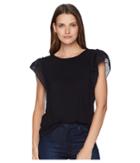 Anne Klein Flutter Sleeve Combo Blouse (black) Women's Blouse