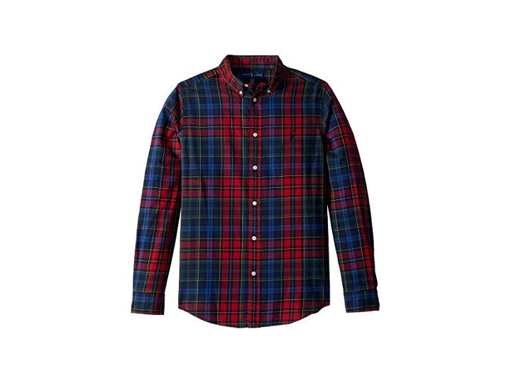Polo Ralph Lauren Kids Plaid Cotton Twill Shirt (big Kids) (red Multi) Boy's Clothing