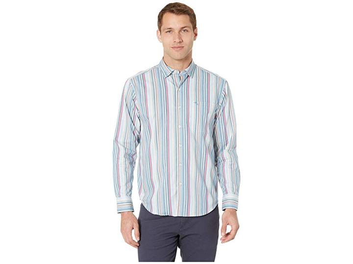 Tommy Bahama Ensenada Stripe Islandzone Shirt (light Sky) Men's Clothing